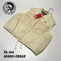 【新品】XL ディーゼル 中綿ベスト Dロゴ刺繍 レディース オフホワイト