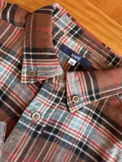 【新品未使用】SHIPS 長袖シャツ 130 ブラウン・ブルー　コットン100%