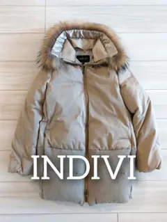 INDIVI ダウンコート コクーンシルエット 取り外し可能ファー 異素材 36