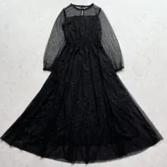 My shawty ラメ　シアーロングワンピース　オケージョンドレス　ブラック