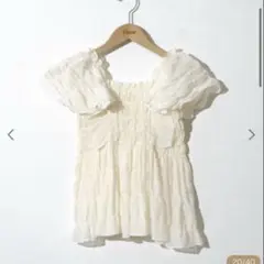 flower fringe puff blouse（フリンジパフブラウス） - メルカリ