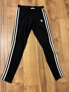 adidas ブラック ストライプ レギンス XS