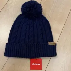 Miki House ★ネイビー ケーブル編みニット帽 キッズ
