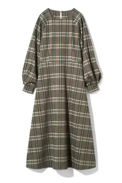 IEDIT 上品 フレアーシルエット チェック柄ワンピース ブラウン