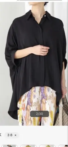 お値下げBou Jeloud 6分袖シャツ ブラウス　ブラック　38サイズ