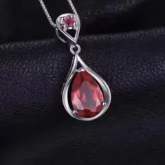 高貴✨シルバーネックレス czダイヤ ルビー 赤色 ラグジュアリー 煌びやか