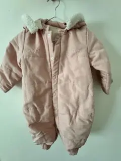 ピンク フード付きロンパース　50 60 70 秋冬