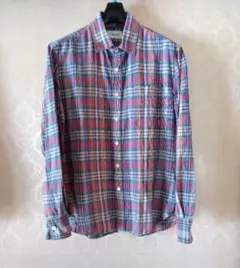 ユナイテッドアローズ　チェック コットン/リネン長袖シャツ