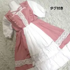 未使用　ワンピース　りぼん　フリル　ロリータ　量産型　地雷　ゆめかわ　コスプレ