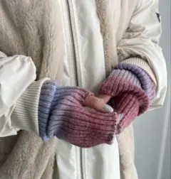 ニット　アームウォーマー　アームウォーム　手袋 グラデーションニットアームカバー