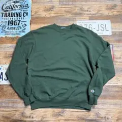 Champion チャンピオン 無地スウェット グリーン L相当 袖目ロゴ　古着
