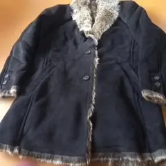 ファー付き黒スエード風ジャケット