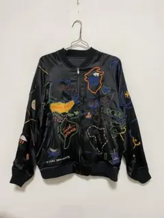 TIGREBROCANTE ティグルブロカンテ　日本地図　刺繍スカジャン ティグルブロカンテ WorldMap 刺繍 スカジャン unisex Black | TIGRE