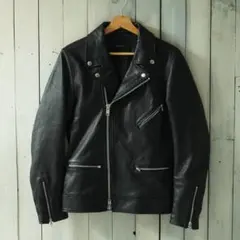 【美品】SHIPS JET BLUE ラムレザー ダブルライダースジャケット M