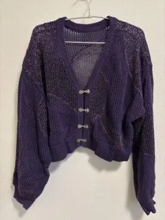 HARE パープル ラメメッシュメタルニット