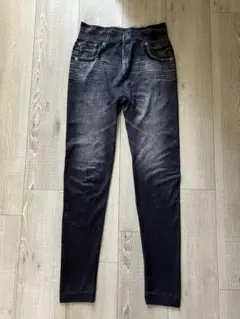 【美品】デニム風レギンス　スパッツ　裏ボア無し