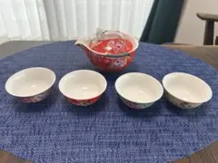 ひつじ草様専用　台湾客家柄急須、湯呑み