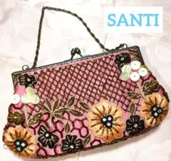 SANTI 刺繍クラッチバッグ ピンク