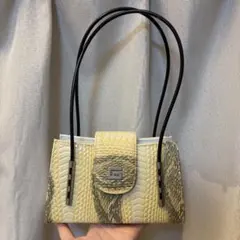 コーチ ハンプトンズ 異素材ストライプ ハンドバッグ シグネチャー 
