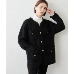 極美品✨ Whim Gazetteツイードニットジャケット　黒　¥３．５万