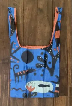 KALDI 折りたたみエコバッグ 青色模様