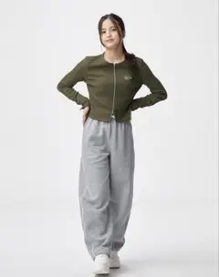 GU ヘビーウェイトスウェットバレルレッグパンツ　JR