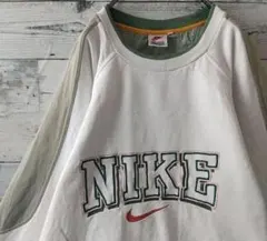 希少デザイン☆90s ナイキ 刺繍 アーチロゴ リブライン スウェット S