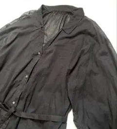 さ*う様 スローブイエナ　ロングワンピース　ベルト付き　ブラック　コットン　シア