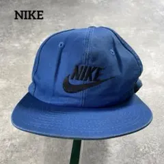 80s〜 NIKE ナイキ 刺繍ロゴ キャップ 6パネル ヴィンテージ ブルー