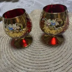 ボヘミアガラス ルビーレッド 金彩 葡萄柄 蓋付 ボンボニエール ボヘミアガラス ルビーレッド 金彩 葡萄柄 蓋付 ボンボニエール - メルカリ