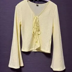 イエロー リボン付き 長袖ブラウス　ボレロ　M