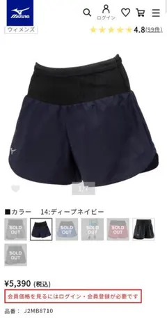 Mizuno ランニングパンツ ディープネイビー