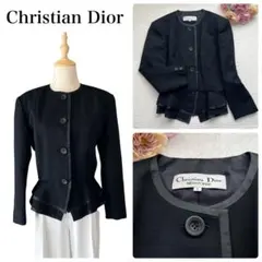 【Christian Dior】ノーカラージャケット　プレタポルテ　シルク　美品のサムネイル