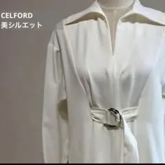 人気✨CELFORD セルフォード エンブプリーツワンピース 刺繍 ベルト