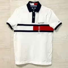 トミーヒルフィガー ポロシャツ 半袖 ロゴ メンズ カスタムフィット S 白