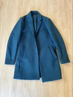 ダークブルー シングルブレスト チェスターコート