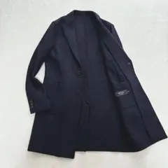 【美品】ビームスライツ　ハリスツイード　チェスターコート　ダークネイビー