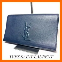 希少美品Saint Laurent濃紺 クラッチバッグ カサンドラロゴネイビー