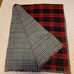 チェック柄　ショール　リバーシブル