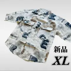 XL大きいサイズ【メンズ半袖ワークシャツ】オーバーサイズ ゆるダボ 個性的総柄