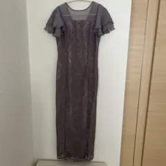 ラグナムーンパープル レース パーティードレス フリル袖