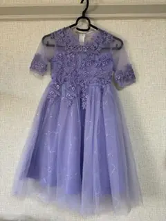 紫色の刺繍入りロングドレス 120㎝　発表会