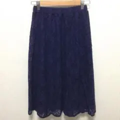 studioCLIP フレアスカート 新品 花柄 レース Mサイズ ネイビー
