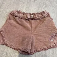 メゾピアノ　コーデュロイ ピンク ハーフパンツ フリル付き　120