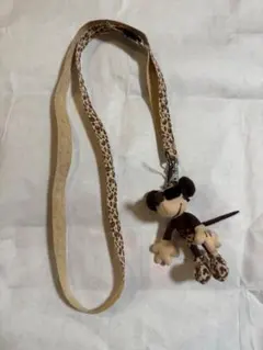 ミッキー ヒョウ柄ストラップ