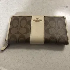 Coach 長財布 ブラウン アイボリー