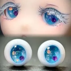 18mm ドールアイ　アニメ系　ブルー　合成ルビー入り　オールドクロック
