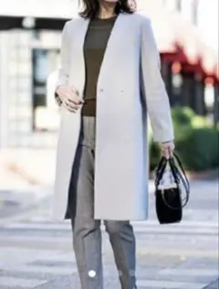 クリーニング済み　プラステ　ウールモッサ　カラーレスコート　L