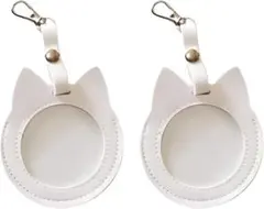 大人気⭐️2枚入り缶バッジカバー皮革バッジカバー キーホルダー式 58~65mm