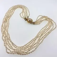 豪華✨ 本真珠 ライスパール 6連 ネックレス SILVER刻印 ゴールド仕上げ